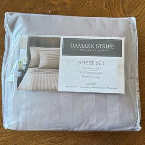 Damask Stripe Queen Bedsheets, grey, BNIB